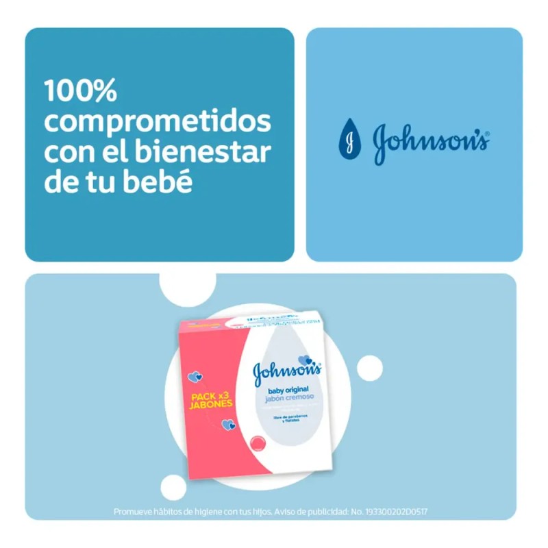 Jabón en barra para bebé Johnson's Original 75g 3-pack
