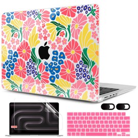 MEEgoodo Case for M4 MacBook Pro 14 inch Case 2024 2023 2021 A3112/A3401/A3185/A2918/A2992/A2779/A2442 M3 M2 M1 Pro/Max, Laptop Hard Shell Cases Compatible with MacBook Pro 14", Groovy Flower