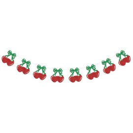 Red & Green Cherry Fruit Banner, Fruit Cherry Birthday Party Supplies, Sweet Cherry Theme Baby Shower Party Decoration, Fruit Hanging for Bridal Shower Wedding Party Sign Double-Sided