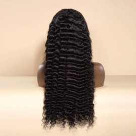 13x4 Preplucked Invisible Skin Melt Swiss HD Lace Front Wig Frontal Long Straight Black Women's Bleached Knots Wigscolor: Pineapple HD Wig, stretched length: 18 Inches