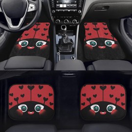 Forchrinse Cartoon Ladybug Car Floor Mats for Women Men 4 Pieces,All Weather Automotive Floor Mats for Cars Trucks SUV