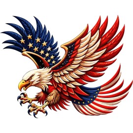 Visionary Enterprises Eagle Wings Claws American Flag RV Motorhome Camper Vinyl Decal Sticker 18"x23"