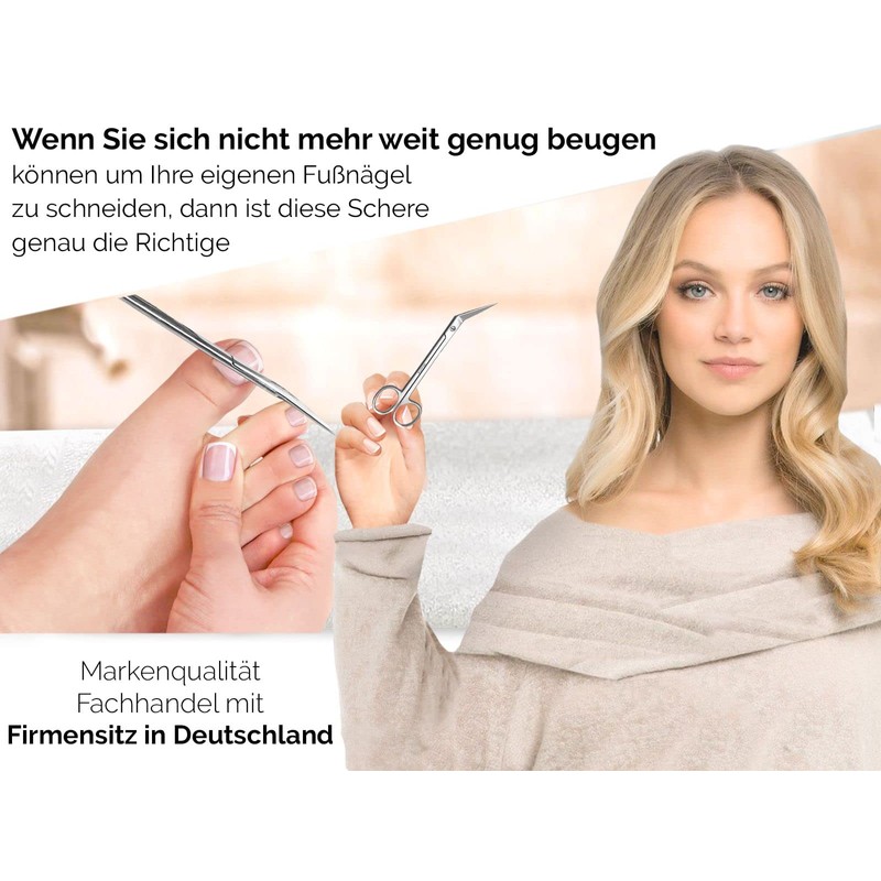 Toenail Scissors, Nail Scissors, Extra Long, 16 cm with Micro-Toothing,