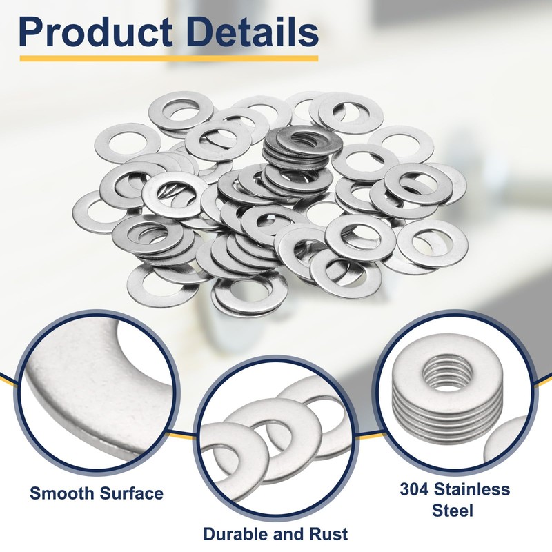 sourcing map M12 Flat Washer for Screw, 60Pcs Metal Washers