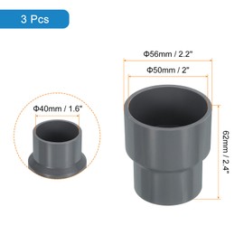 sourcing map 3 Pcs UPVC Reducer Pipe Fitting, 50x40mm PVC Straight Pipe Coupling Adapter Connector for Home Sewer Plumbing Water Line, Grey