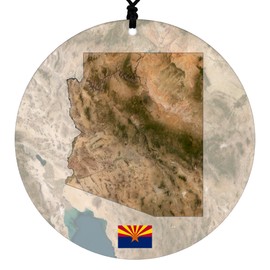 Arizona Christmas Ornament - Festive Design Featuring Aerial State Map and State Flag - 2024 Acrylic Tree Decoration - Holiday Gift and Home Decor