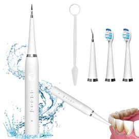 Oral Plaque/Tartar Remover for Teeth, Dental Calculus Remover Teeth Cleaning Kit with LED Light & 5 Adjustable Modes Rechargeable for Dogs and Cats - Color: Black