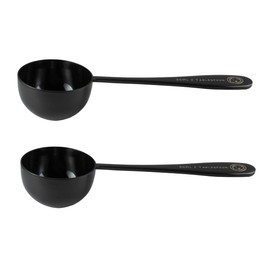 Honey Bear Kitchen 30 ml 2 Tbsp Measuring Scoop Spoons, Black Polished Stainless Steel, Set of 2