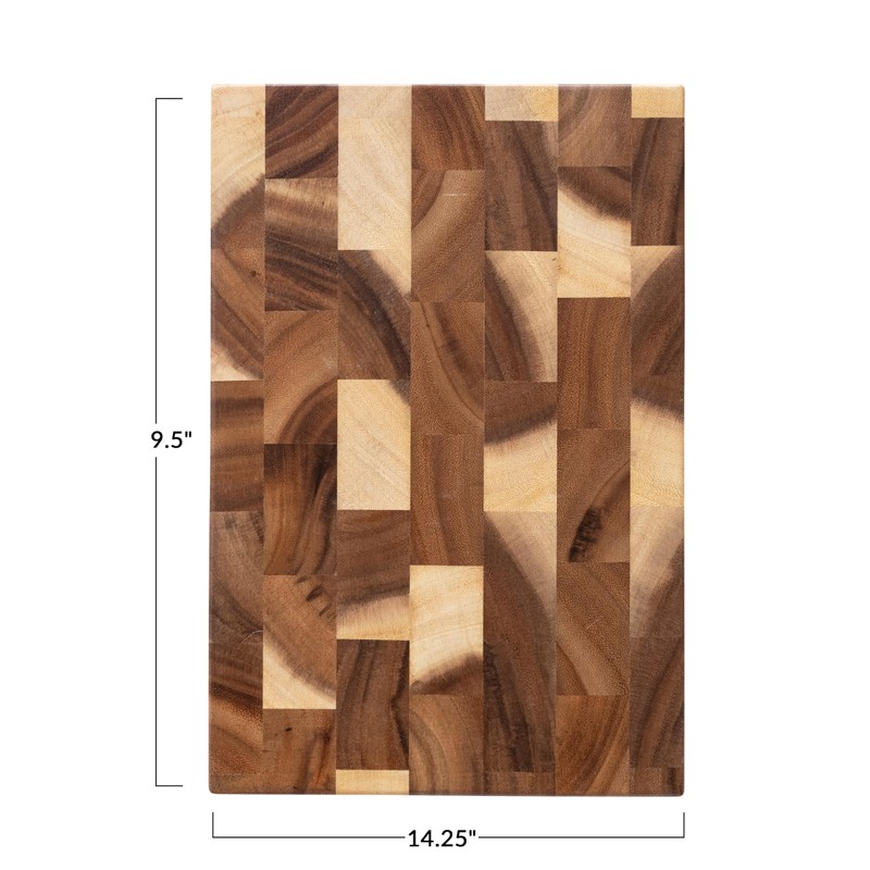 Creative Co-Op Suar Wood End Grain Rectangle Cheese and Cutting