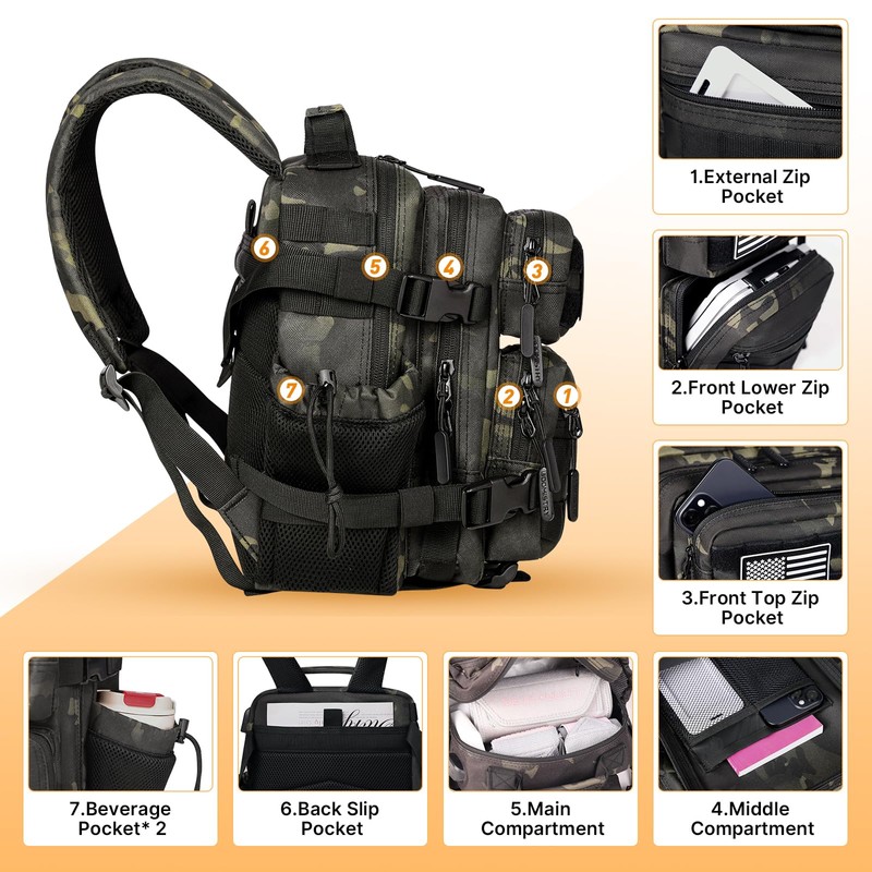 Boomistry 15L Mini Tactical Backpack Small Tactical Backpack for Men