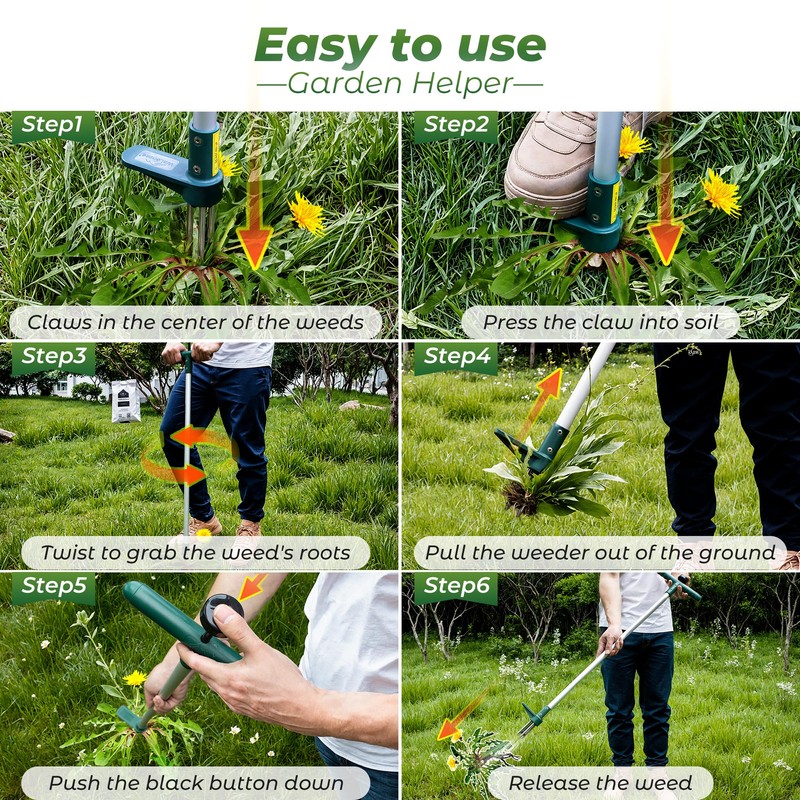 Walensee Weed Puller, Stand Up Weeder Hand Tool, Long Handle