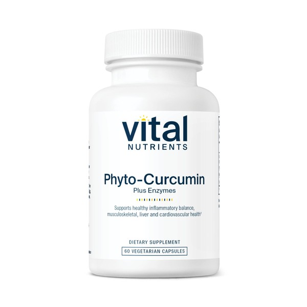 Vital Nutrients - Phyto-Curcumin Plus Enzymes - Helps Maintain and Support Overall Health - 60 Vegetarian Capsules per Bottle