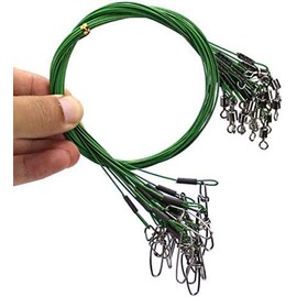 125LB Saltwater Fishing Leaders Heavy Duty Stainless Steel Wire with Swivel and Snap for Fishing Rigs (Green-40pcs)