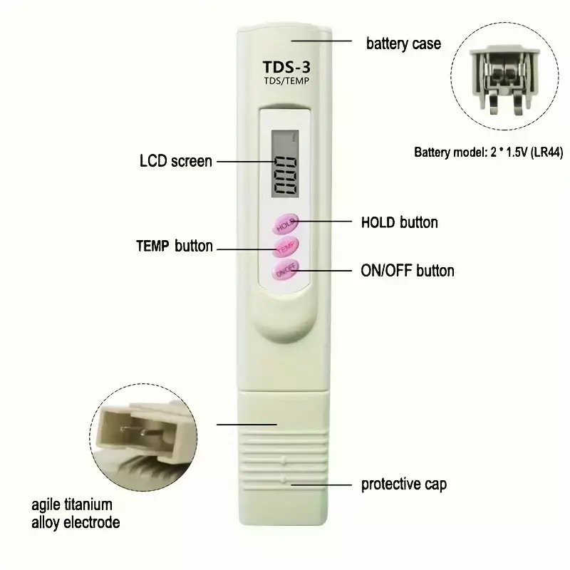 Unbranded Handheld Water Quality Hardness Purity Digital LCD Meter 0-9990