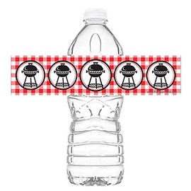 Picnic Waterproof Bottle Labels - 20 Bottle Labels - Baby Q Party Decorations - BBQ Party Supplies - Picnic Decorations - Bottle