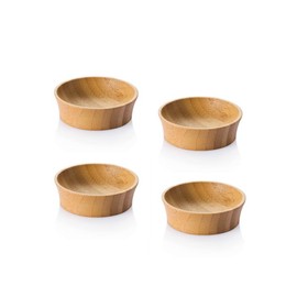 Bambu, Reusable Bamboo Condiment Cups, Natural Wood and Food-Safe Finish, Great for Soy Sauce, Dessert, Sides, and Dipping, Eco Friendly Dish Alternative, 100% Biodegradable - Small, Set of 4
