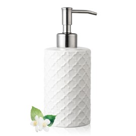Ceramic Soap Dispenser with Pump, Hand and Liquid Soap Dispenser Rust Proof, for Bathroom and Kitchen, White
