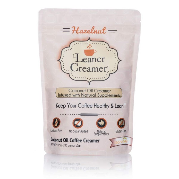 Leaner Creamer- Coffee Creamer Powder: Keto | Non-Dairy | Paleo | Sugar Free- Hazelnut (280g Pouch)