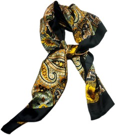 Bufandas De Seda Para Mujer Bufanda de Seda de Imitación Cuadrada 35.5 Pulgadas Bandana de Seda para Mujer Patrón de Flor de Anacardo Grande