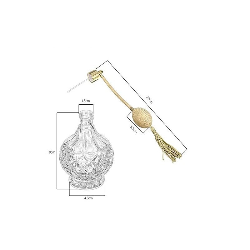 BOGZON 80ml Clear Crystal Vintage Style Perfume Bottle Gold Long