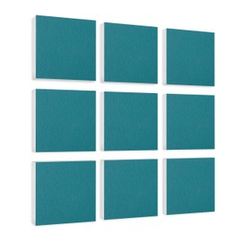 platino24 Acoustic Panels 9 Elements Colour Square 27.5 x 27.5 cm Petrol I Sound Absorber Made of Basotect G+ with Acoustic Felt I Sound Insulation Wall & Ceiling I Acoustic Elements Wall Panel