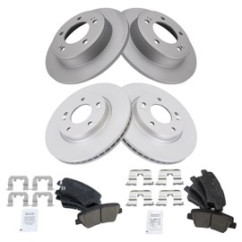 TRQ Front and Rear Brake Pad & Rotor Kit Brake Pads Brake Rotor Ceramic Premium G-Coated Compatible with 2011-2016 Hyundai Elantra 2013-2014 Elantra Coupe 2013-2016 Elantra GT 2012-2016 Veloster