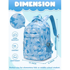 BLUEFAIRY Kids Backpacks for Girls Elementary Primary Middle School Bookbag 17 Inch for Girls Backpacks Ages 6-8 School Bag Mochilas Escolares Para Niñas Graffiti Blue