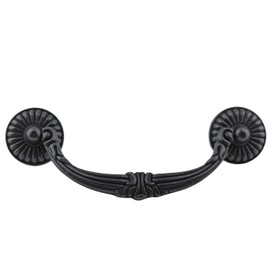 MuDuJia 4-Pack 4.5" C-C Vintage Look Antique Black Bail Drawer Pull Drop Swing Handles Dresser Pulls Cabinet Knob Vintage Style 114 mm 4 1/2" Centers (4, Antique Black)