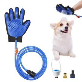 Busteelight Dog Shower Attachment & Dog Washing Hose Attachment – The Ultimate Dog Wash Shower Attachment with Dog Bath Gloves & Scrubber for Grooming