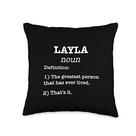 Layla name funny fake definition women, girl, baby name Throw Pillow