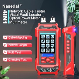 Network Cable Tester Optical Power Meter VFL Multimeter 4 in 1,Wire Tracer Toner Generator RJ45 CAT5 CAT6 CAT7 CAT8 UTP STP QC Test Cable Length Cable Maping Cable Scan Port Flashng POE Tester