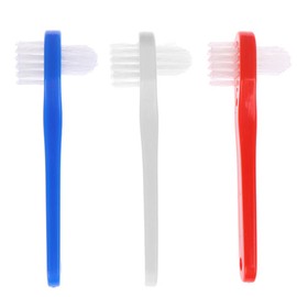 GLEAVI Adult Dual-Head Toothbrush 3-Pack Compact Size 4.3 Inch Soft Bristle Dental Brush for Denture Care Effective Oral Hygiene