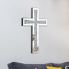 Aeveco Silver Mirrored Wall Cross 15×10 inch, Crystal Crush Diamond