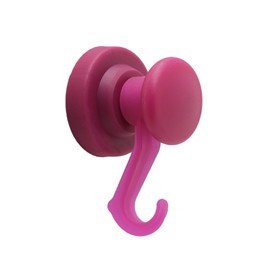 Purple Rubber Coated Neodymium Magnet with Swivel Hook for Holding Rope, Wires and Clothing - 43mm dia