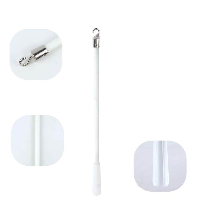 6 Pack Blind Wand with Metal Hook, 12 Inch White
