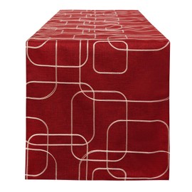 LLCUTESHOP Table Runner European Red 32x183cm,Thickened Handmade Embroidery Double Layer Rectangular Tablerunner Linen Cotton Table Runner, Washable Table Runner