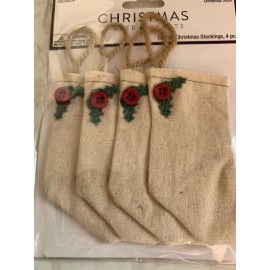 CHRISTMAS CRAFTS 3D CHRISTMAS STOCKINGS HANGING TO-BE-FILLED STOCKINGS 4PCS