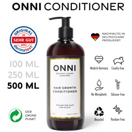 ONNI Conditioner | Organic Hair Growth Conditioner | 500 ml XXL Pumpspender | Ohne Silikone, Sulfate, Parabene - für mehr Haarwuchs, gegen juckende Kopfhaut, keine Tierversuche, MADE IN GERMANY