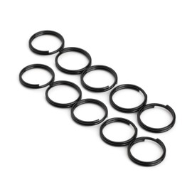 TIMULTI Titanium Key Ring Black Keyholder Round Carabiner Small Black Mini Slim Double Ring Keychain Hardware Rustproof Lightweight DIY Crafts Outer Diameter 10/12/14 mm