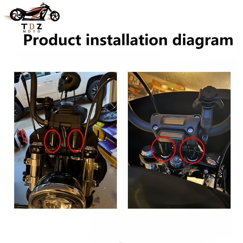 TDZ Black&Chrome 2'' Inch Rise Handlebar Risers Extension For Harley