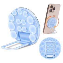 Suction Cup Phone Mount Phone Grip Accessories Trendy 2.17in Strong Suction Force Sticky Phone Grip Silicone Soporte para Celular for Selfies and Videos (Blue)