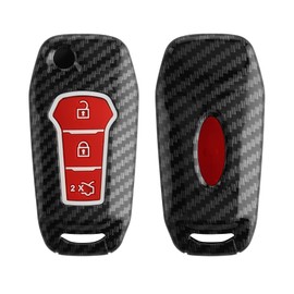 kwmobile Car Key Case Compatible with Ford 3-Button MyKey Car Key (Key Free) - Hard Cover Protective Key Case Cover in Red / Black