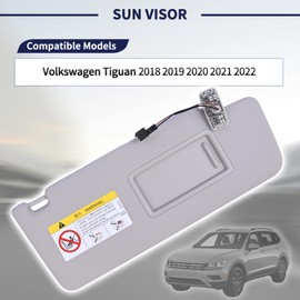 Magimaker Passenger Side Sun Visor Fit for Volkswagen Tiguan 2018 2019 2020 2021 2022 Replace 5NN-857-552-L-SX4 Front Right | Sun Protection Shade | Makeup Mirror | Gray