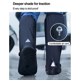 INBIKE Shoe Covers Waterproof Rain Protection Shoes with Zip and Reflector Men's and Women's Rain Clothing, black