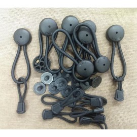 StayPut 6  BLACK Bungee Shock Cord Clip & Pull Cords & Knobs STAYPUT Tie Down Boat Cover