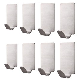 GWCLEO Selbsthaken Kleber, 8pcs Edelstahl Handtuch und Kleiderhaken für Küche Badezimmer Toilettenschränke, wasserdicht und Rost Beweis.