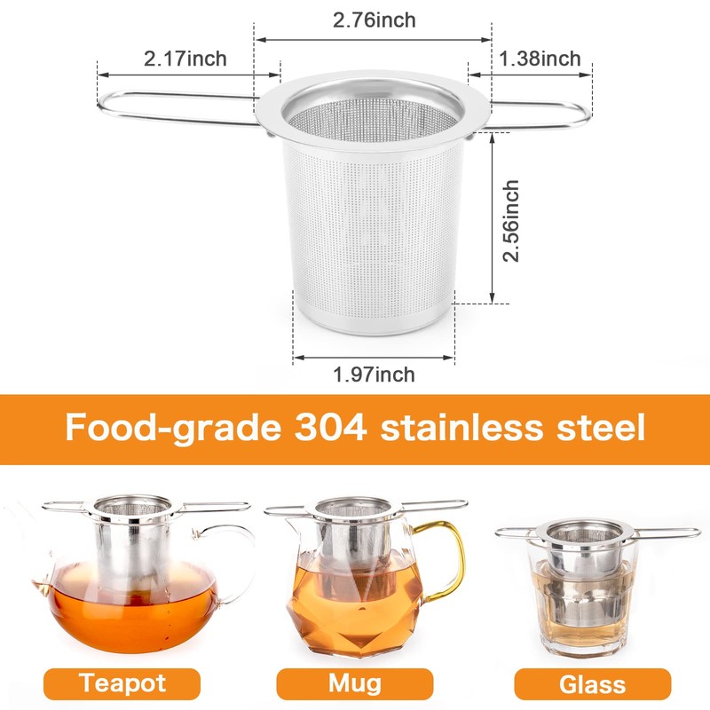 2Pack Tea Strainer, Stainless Steel Tea Infuser Basket Sitting in