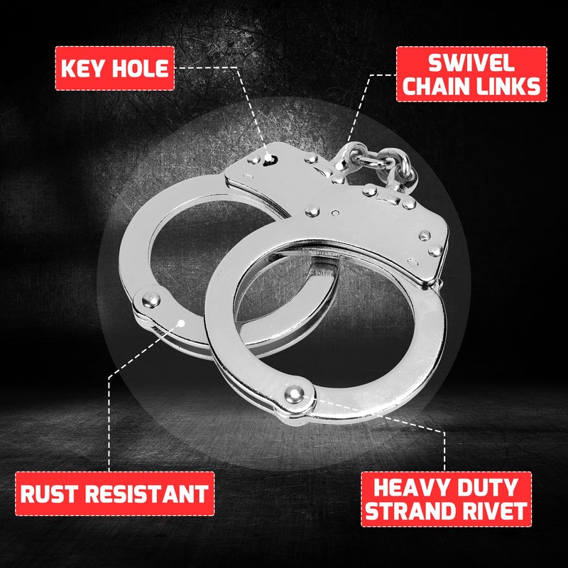Yoghourds Double Lock Handcuffs, Adjustable Heavy Duty Steel Wrist Cuffs