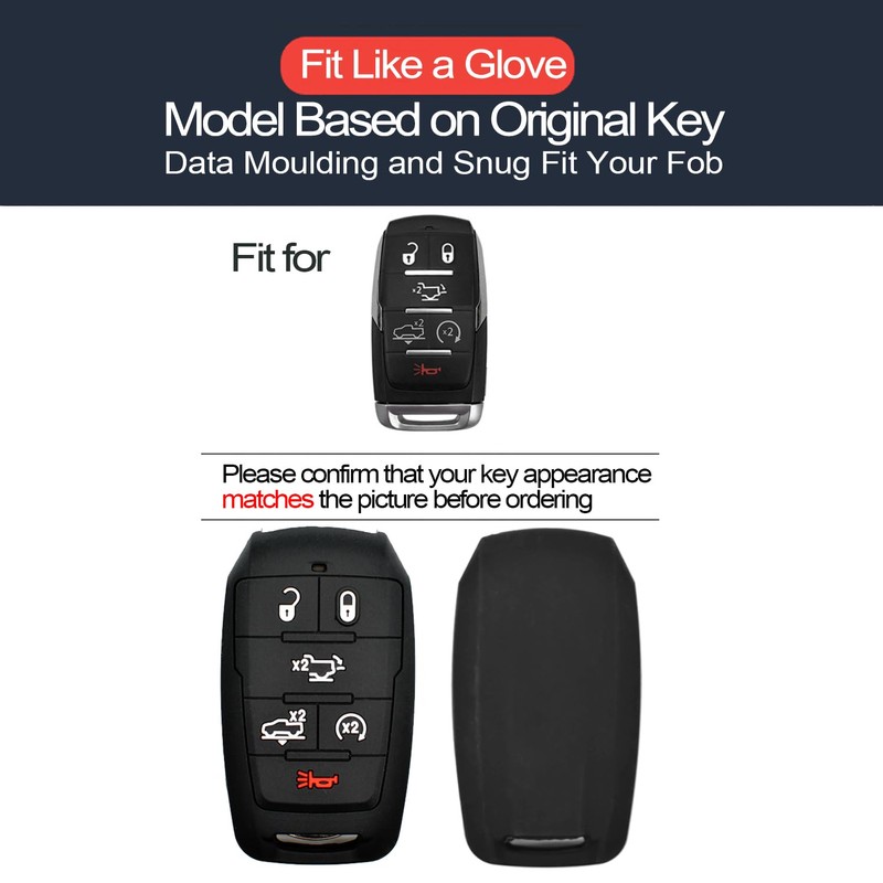 INFIPAR 2pcs Compatible with RAM 1500 6 Buttons Black Key