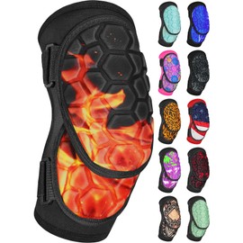 Penveer Baseball Elbow Guard Softball, Adult & Youth Softball Elbow Guard Baseball with Adjustable Strap (Flame, Y)